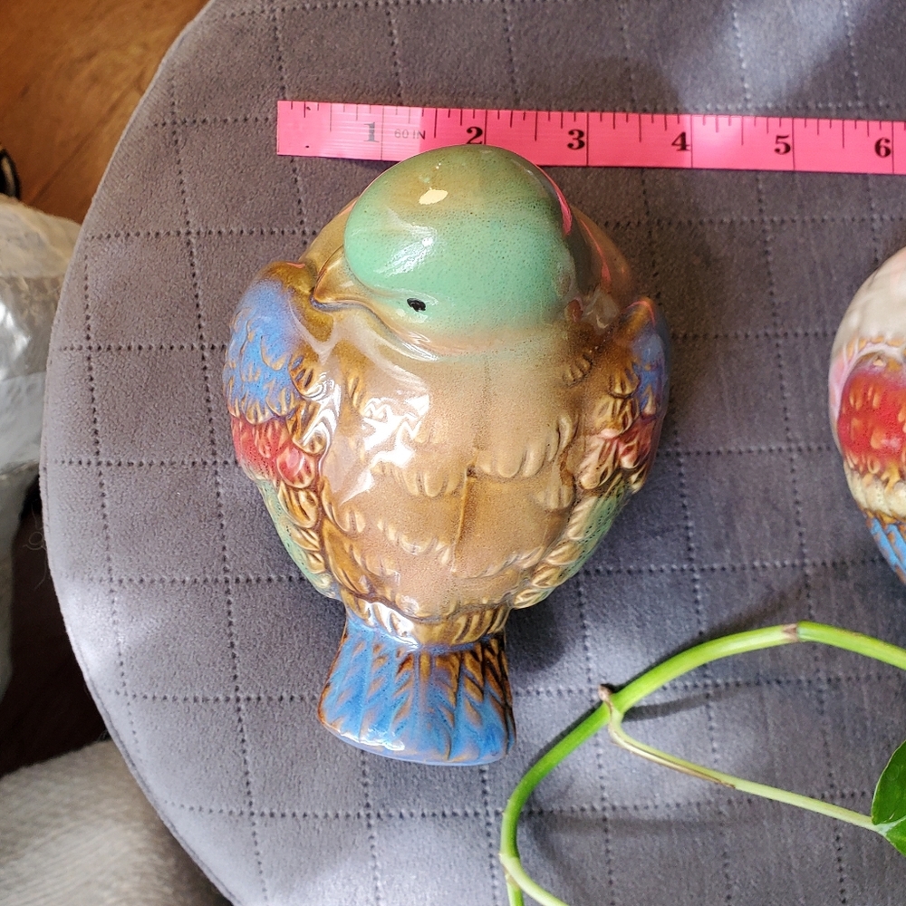 Colorful Glazed Ceramic Birds Set Of 2 - Picture 7 of 9